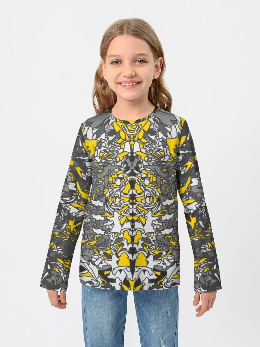 Yellow Gray Inkblot Abstract