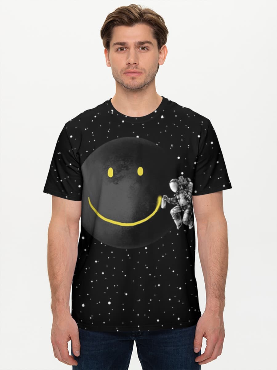Astronaut Painting Smiley Moon