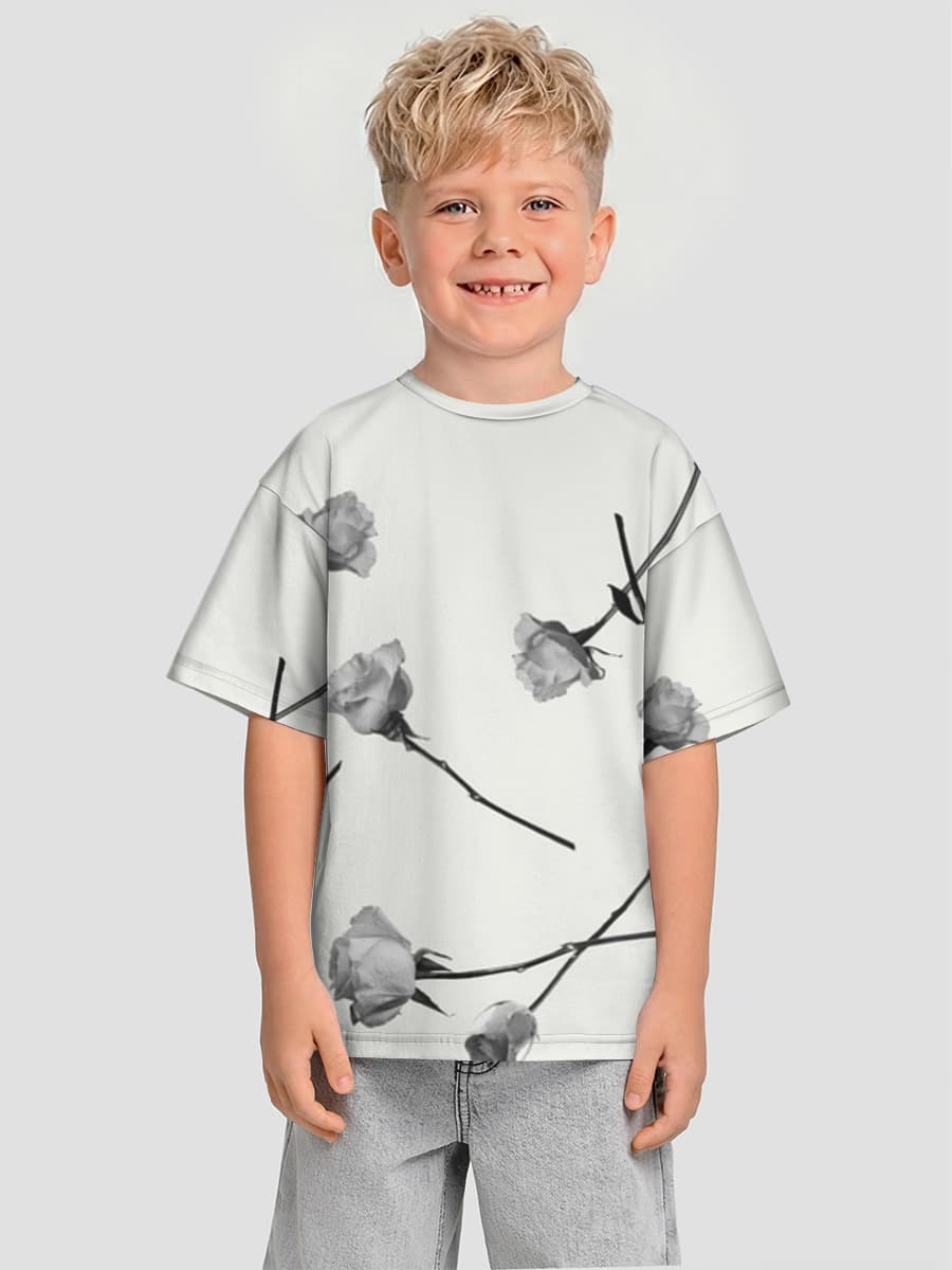 Monochrome Roses Falling Design