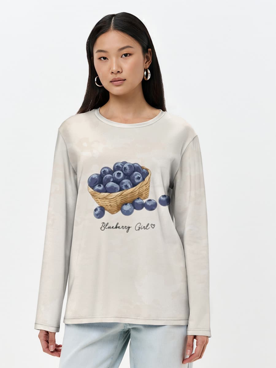 Blueberry Girl Dream — Women's long sleeve shirt. Cotton