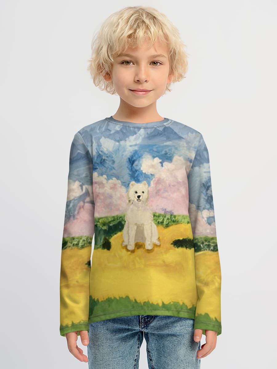 Whimsical Dog in Pastel Field