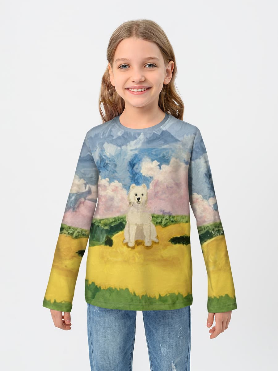 Whimsical Dog in Pastel Field